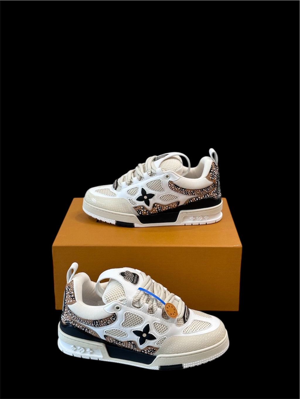 1-1 LV SKATE WHITE & BROWN
